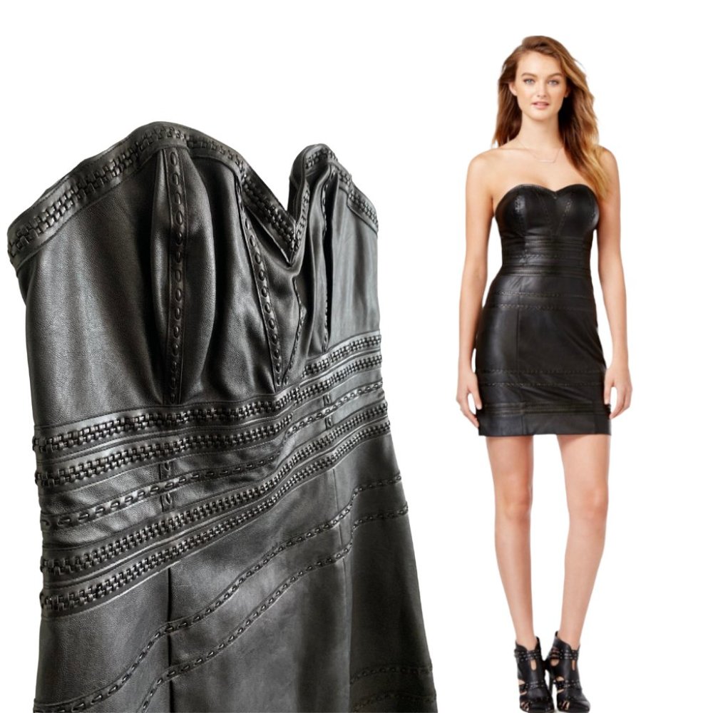 GUESS Vegan Leather Strapless Dress (w/ Optional Straps)